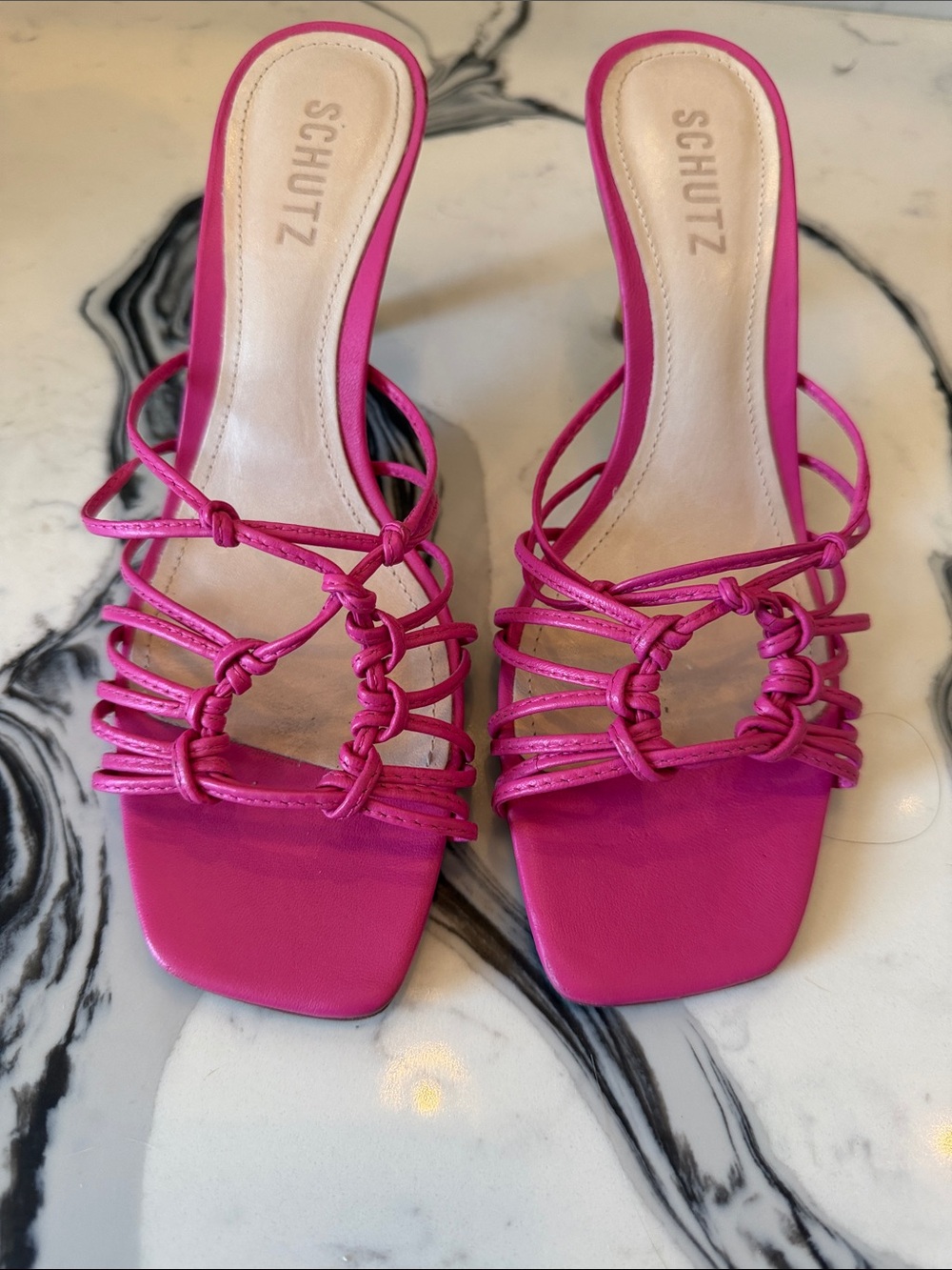 SCHUTZ Hot Pink Knotted Strappy Heeled Sandals